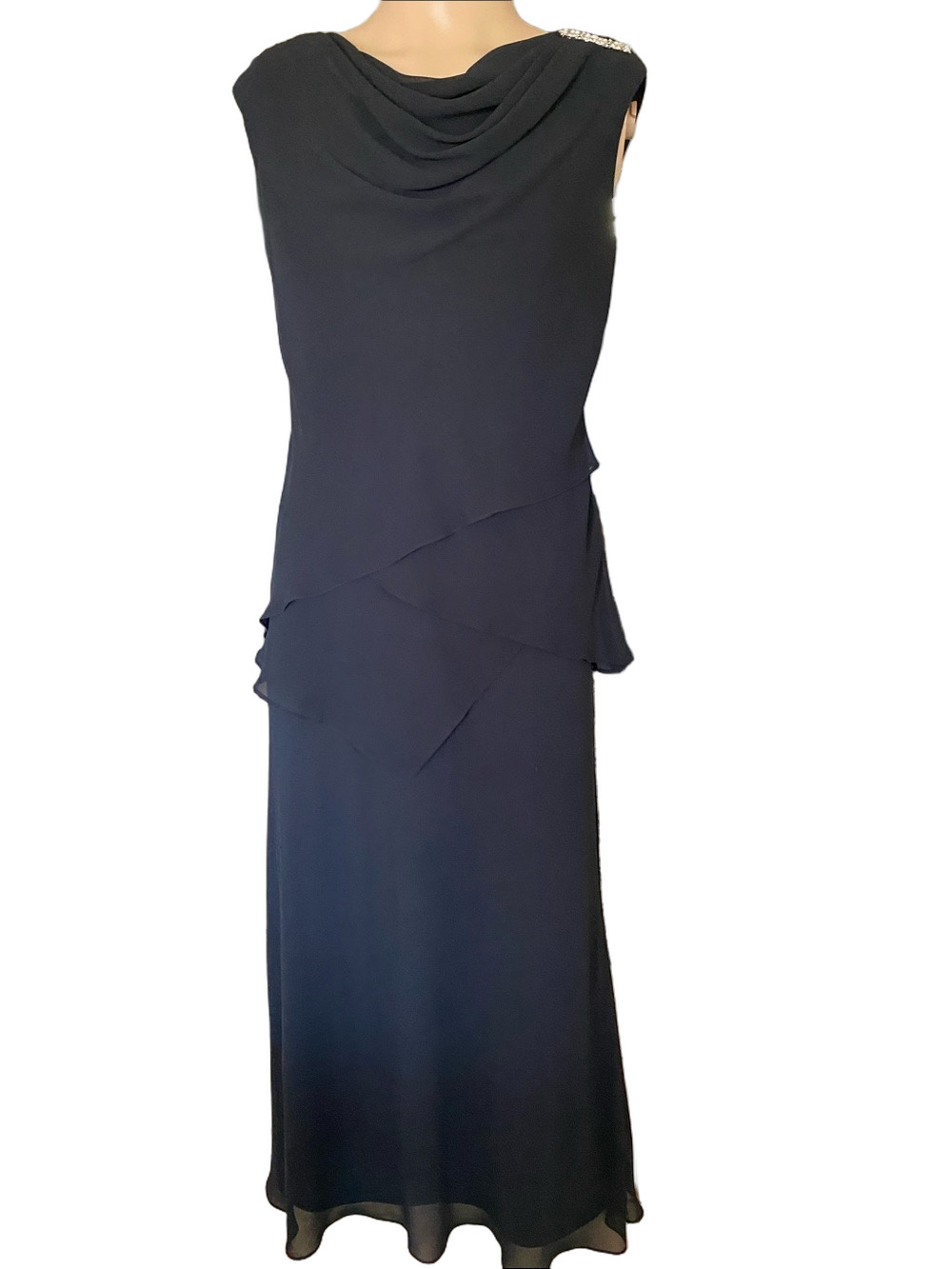 Patra Black Sleeveless Draped Maxi Dress